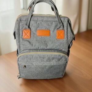 Lovevook cooler Backpack fits 24 pack grey 15 in H x 10 in wide xtra pockets EUC